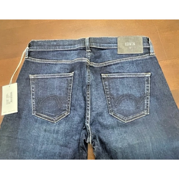 EDWIN Jeans 31 x 32 JACE Straight COOPER Leg Medium Dark Blue Denim Stretch $168 - Picture 10 of 12